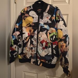 MEMBERS ONLY LOONEY TUNES MASH UP BOMBER JACKET BLACK/MULTICOLOR SZ Large UNISEX